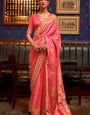 Marvellous Pink Soft Banarasi Silk Saree With Innovative Blouse Piece