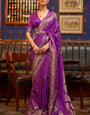 Elegant Purple Soft Banarasi Silk Saree With Flattering Blouse Piece