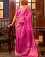 Classy Dark Pink Soft Banarasi Silk Saree With Precious Blouse Piece