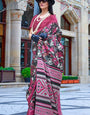 Desiring Magenta Digital Printed Satin Silk Saree With Opulent Blouse Piece