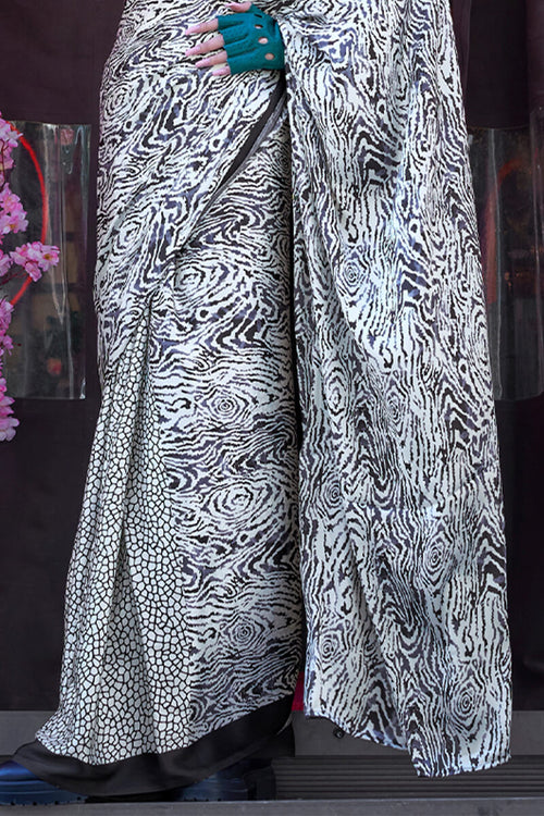 Load image into Gallery viewer, Engaging Grey Digital Printed Satin Silk Saree With Magnetic Blouse Piece
