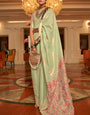 Flaunt Pista Pashmina saree With Gorgeous Blouse Piece