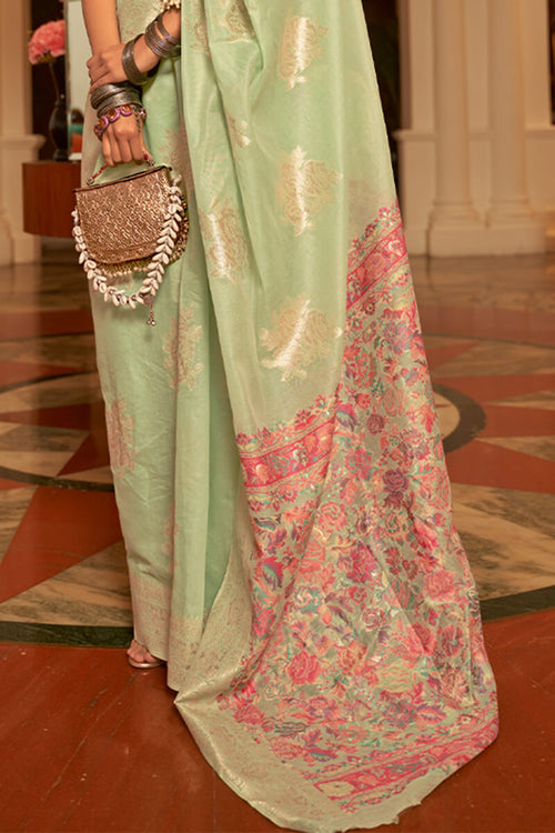 Load image into Gallery viewer, Flaunt Pista Pashmina saree With Gorgeous Blouse Piece
