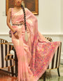 Gratifying Pink Pashmina saree With Staring Blouse Piece