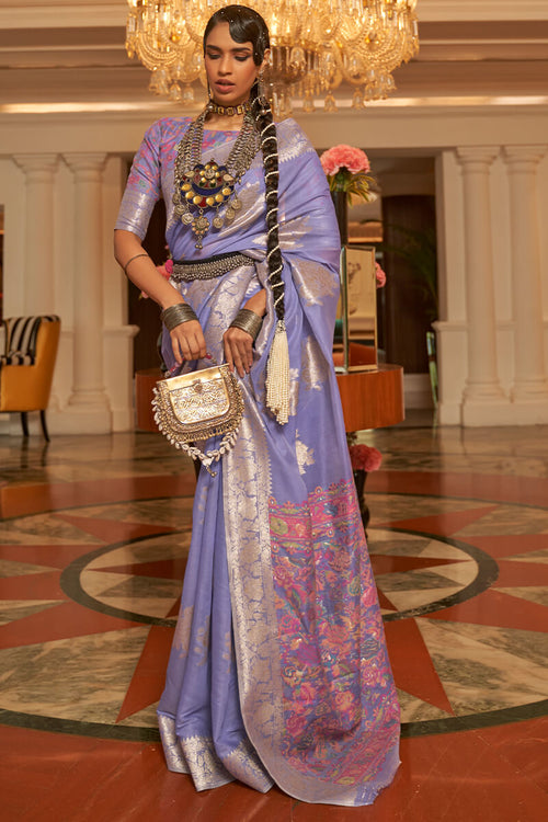 Load image into Gallery viewer, Appealing Lavender Pashmina saree With Ravishing Blouse Piece
