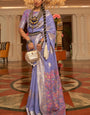 Appealing Lavender Pashmina saree With Ravishing Blouse Piece