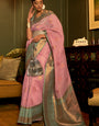 Glorious Pink Cotton Silk Saree With Ravishing Blouse Piece