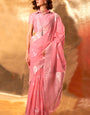 Bucolic Pink Cotton Silk Saree With Cynosure Blouse Piece