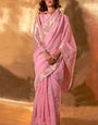 Amiable Baby Pink Cotton Silk Saree With Scrumptious Blouse Piece