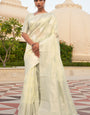 Ideal Beige Cotton Silk Saree With Chatoyant Blouse Piece