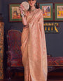 Epiphany Peach Soft Banarasi Silk Saree With Murmurous Blouse Piece