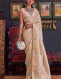 Eclat Beige Soft Banarasi Silk Saree With Pleasurable Blouse Piece