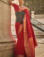 Serendipity Red Soft Banarasi Silk Saree With Ineffable Blouse Piece