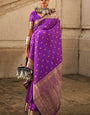 Beleaguer Purple Soft Banarasi Silk Saree With Whimsical Blouse Piece