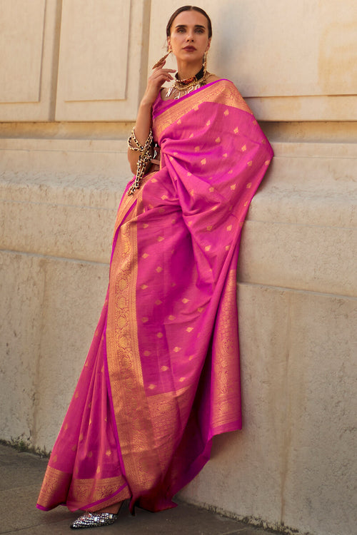 Load image into Gallery viewer, Desirable Dark Pink Soft Banarasi Silk Saree With Exquisite Blouse Piece
