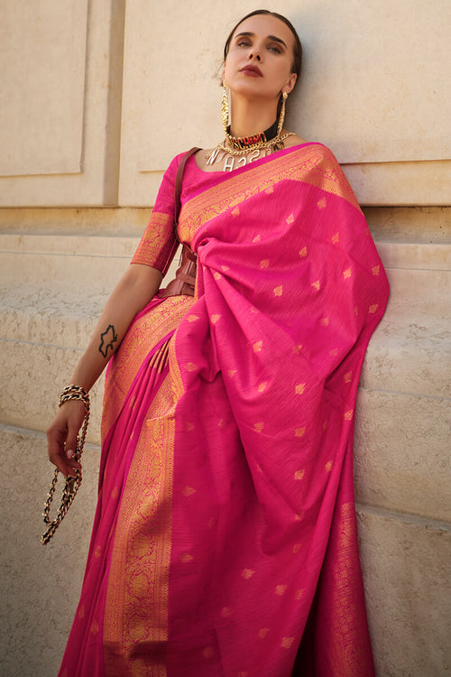 Load image into Gallery viewer, Desirable Dark Pink Soft Banarasi Silk Saree With Exquisite Blouse Piece
