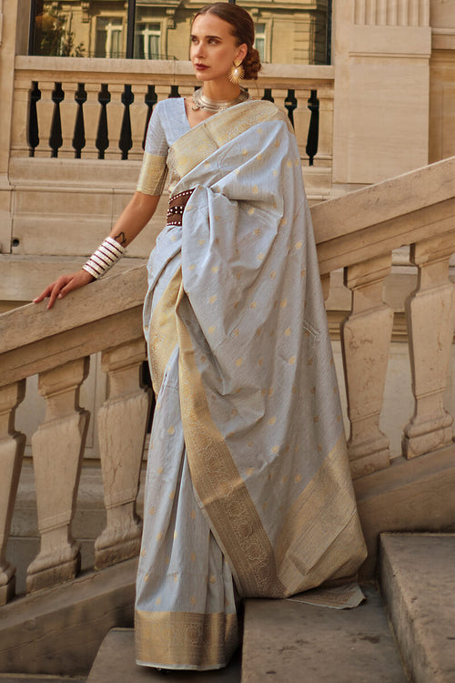 Load image into Gallery viewer, Breathtaking Grey Soft Banarasi Silk Saree With Opulent Blouse Piece
