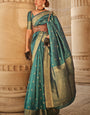 Demanding Rama Soft Banarasi Silk Saree With Ethereal Blouse Piece