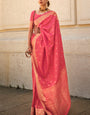 Capricious Pink Soft Banarasi Silk Saree With Seraphic Blouse Piece