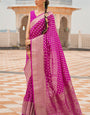 Petrichor Magenta Soft Banarasi Silk Saree With Vestigial Blouse Piece