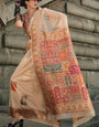 Pleasurable Beige Pashmina saree With Resonant Blouse Piece