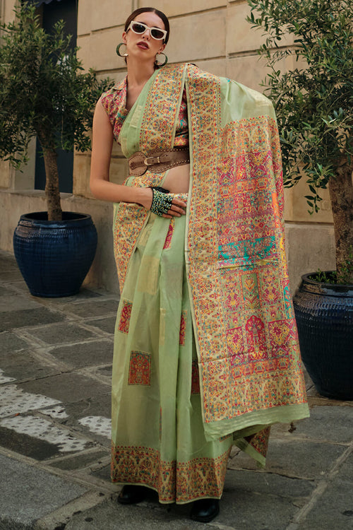 Load image into Gallery viewer, Quintessential Pista Pashmina saree With Alluring Blouse Piece
