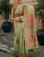 Quintessential Pista Pashmina saree With Alluring Blouse Piece