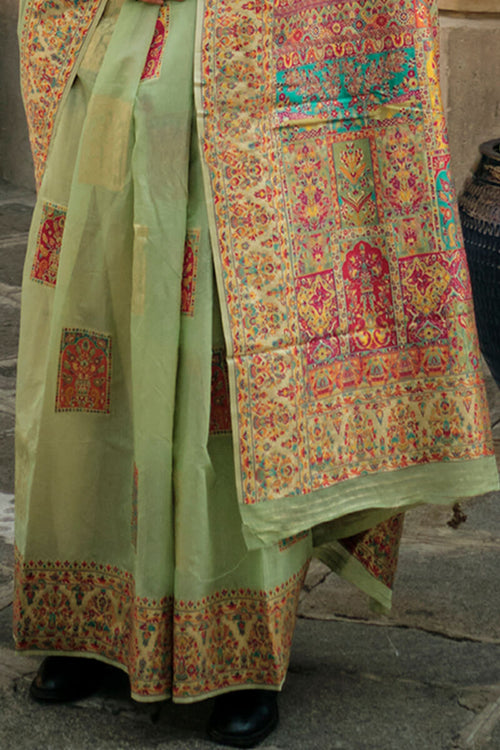 Load image into Gallery viewer, Quintessential Pista Pashmina saree With Alluring Blouse Piece
