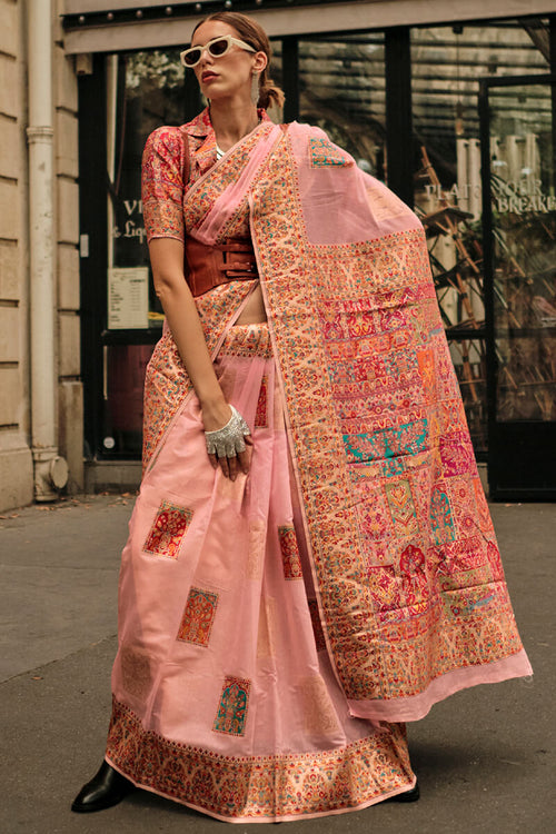 Load image into Gallery viewer, Lissome Pink Pashmina saree With Tantalizing Blouse Piece
