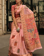 Lissome Pink Pashmina saree With Tantalizing Blouse Piece