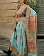 Ailurophile Sky Pashmina saree With Effulgent Blouse Piece