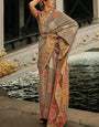 Deserving Grey Pashmina saree With Resplendent Blouse Piece