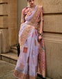 Flaunt Lavender Pashmina saree With Aplomb Blouse Piece