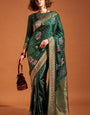 Propinquity Dark Green Banarasi Satin Silk Saree With Susurrous Blouse