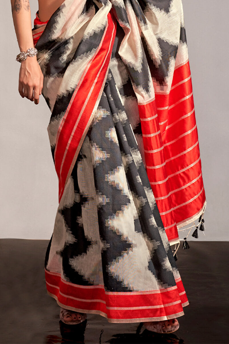 Precious Beige Digital Printed Soft Silk Saree With Opulent Blouse Piece