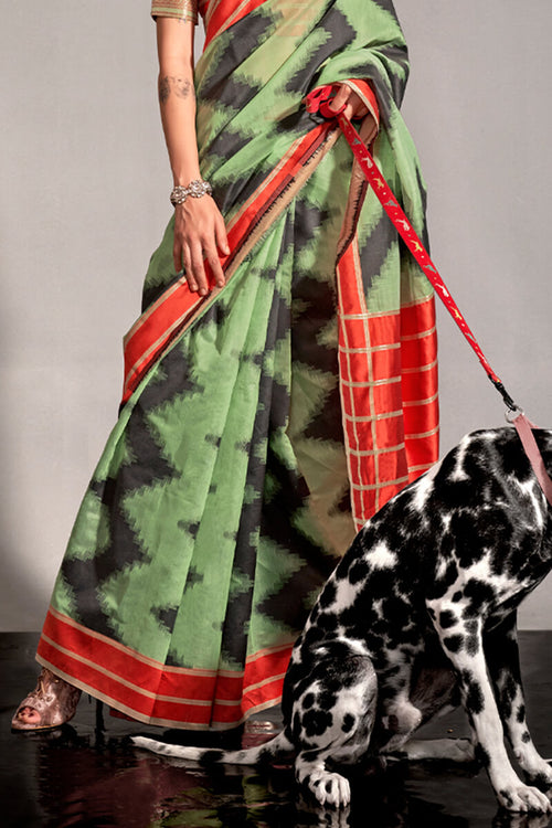 Load image into Gallery viewer, Ideal Pista Digital Printed Soft Silk Saree With Palimpsest Blouse Piece
