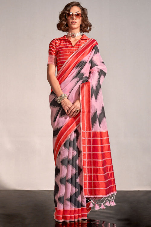 Load image into Gallery viewer, Pleasurable Baby Pink Digital Printed Soft Silk Saree With Magnificat Blouse Piece
