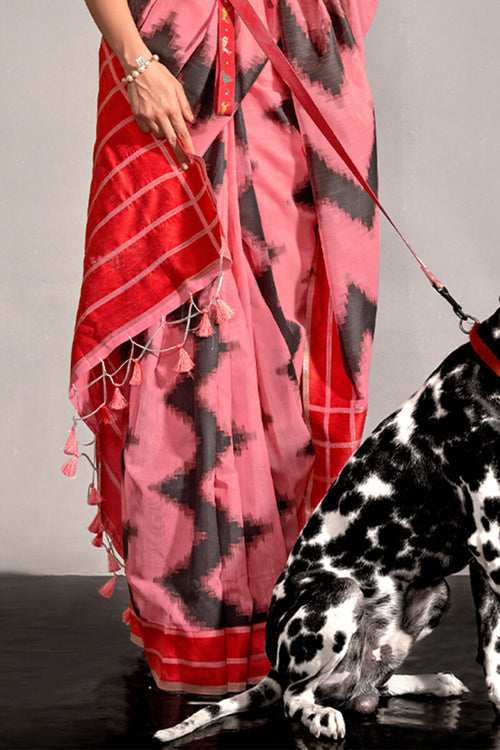 Load image into Gallery viewer, Winsome Pink Digital Printed Soft Silk Saree With Grandiose Blouse Piece
