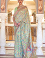 Mesmeric Pista Pashmina saree With Hypnotic Blouse Piece