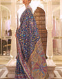 Devastating Navy Blue Pashmina saree With Gratifying Blouse Piece