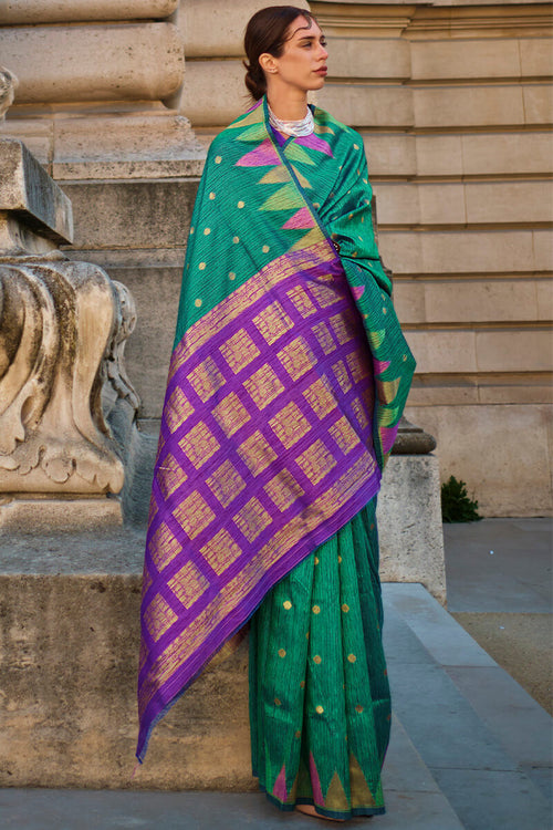 Load image into Gallery viewer, Flattering Rama Soft Banarasi Silk Saree With Mesmerising Blouse Piece
