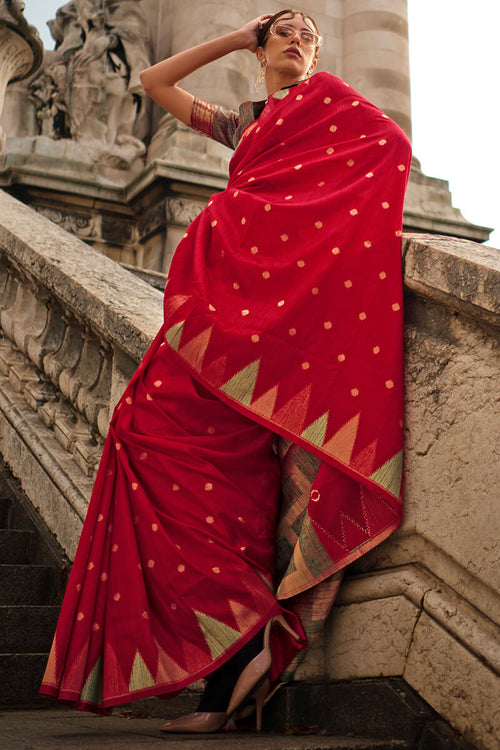 Load image into Gallery viewer, Outstanding Red Soft Banarasi Silk Saree With Girlish Blouse Piece
