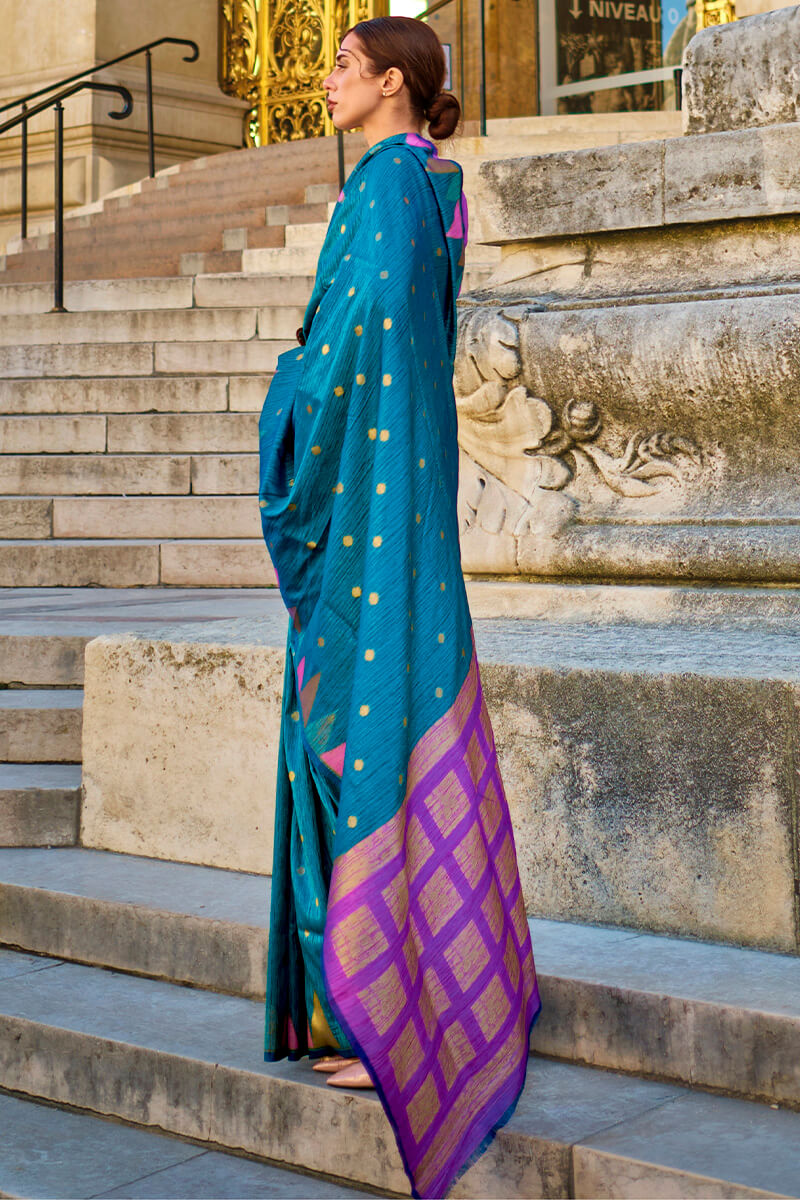 Ravishing Blue Soft Banarasi Silk Saree With Preferable Blouse Piece