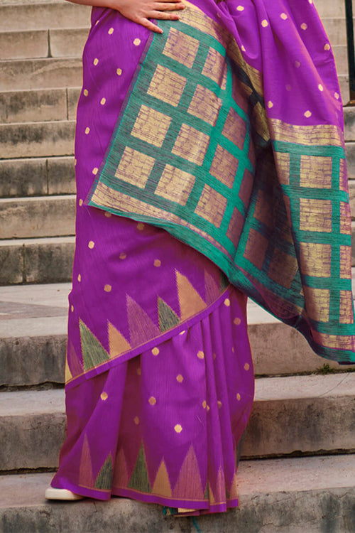 Load image into Gallery viewer, Chatoyant Purple Soft Banarasi Silk Saree With Elision Blouse Piece
