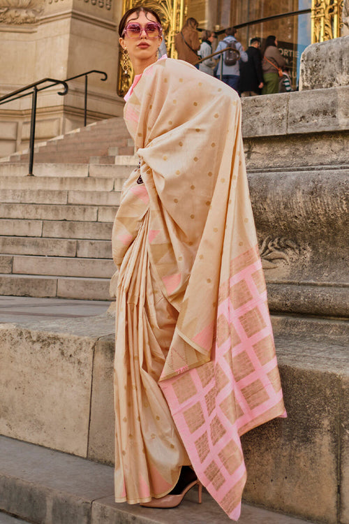 Load image into Gallery viewer, Lagniappe Beige Soft Banarasi Silk Saree With Ratatouille Blouse Piece
