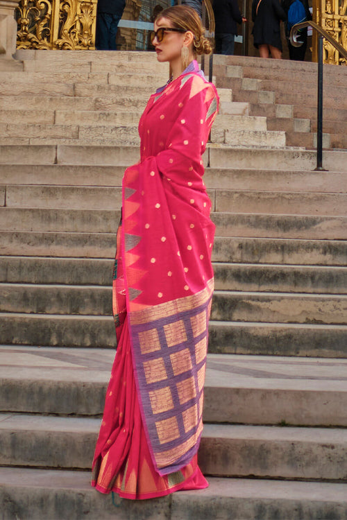 Load image into Gallery viewer, Confounding Magenta Soft Banarasi Silk Saree With Artistic Blouse Piece
