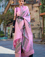 Pleasurable Baby Pink Soft Banarasi Silk Saree With Improbable Blouse Piece