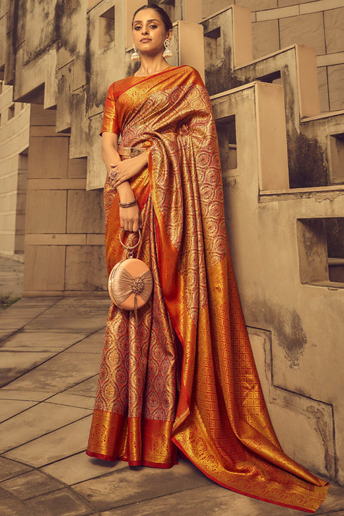 Load image into Gallery viewer, Extraordinary Red Soft Banarasi Silk Saree With Flaunt Blouse
