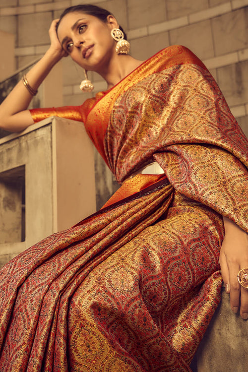 Load image into Gallery viewer, Extraordinary Red Soft Banarasi Silk Saree With Flaunt Blouse
