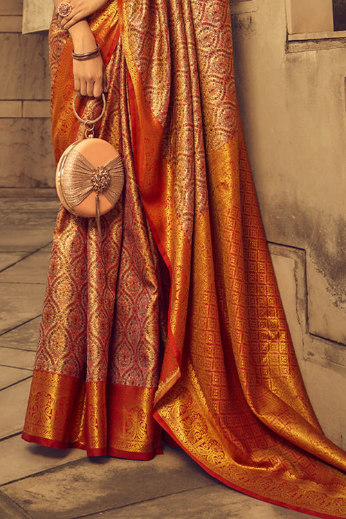 Load image into Gallery viewer, Extraordinary Red Soft Banarasi Silk Saree With Flaunt Blouse
